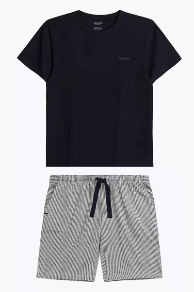 Pánské pyžamo NMP-381 - Šedo-tmavěmodrá