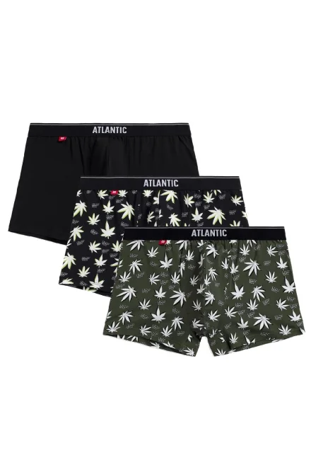 3 PACK boxerky 3MH-183 - Černá-khaki