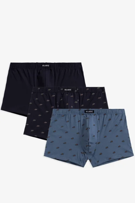 3 PACK boxerky 3MH-191 - Tmavěmodrá-modrá