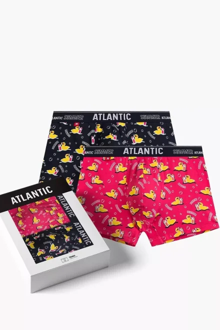 2 PACK boxerky 2MHH-007/25 - kachničky - Tmavěmodrá-růžová