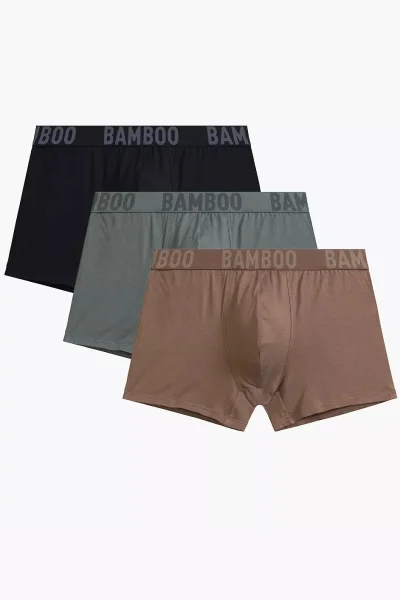3 PACK boxerky 3MH-215 - bambus - Khaki