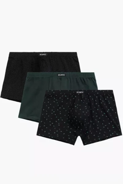 3 PACK boxerky 3MH-196 - bavlna - Černo-šedá