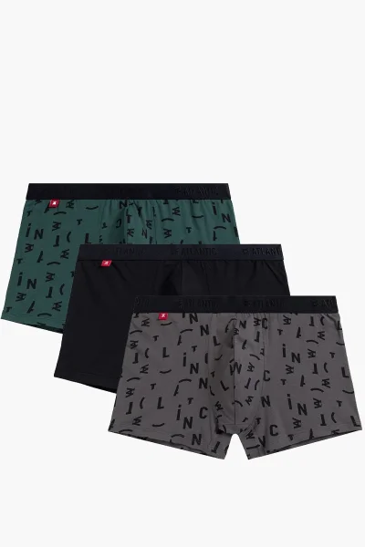 3PACK boxerky 3MH-182 - písmena - Zeleno-černá