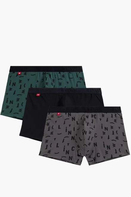 3PACK boxerky 3MH-182 - písmena - Zeleno-černá