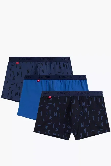 3PACK boxerky 3MH-182 - písmena - Světlemodrá-tmavěmodrá