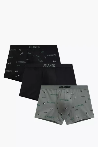 3PACK boxerky 3MH-223/25 - gaming - Černá-khaki
