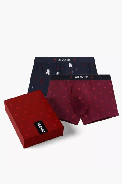 DARBLURED 2PACK Pánských boxerek 2GMH-029 - bavlna - Tmavě modrá-červená