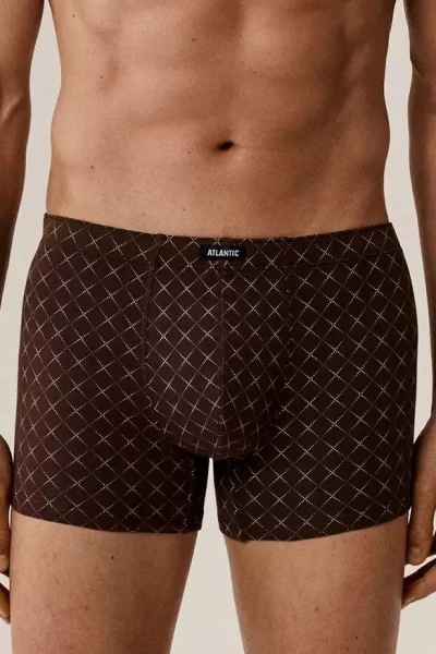 3 PACK boxerky 3MH-216 - bavlna - Hnědo-modrá