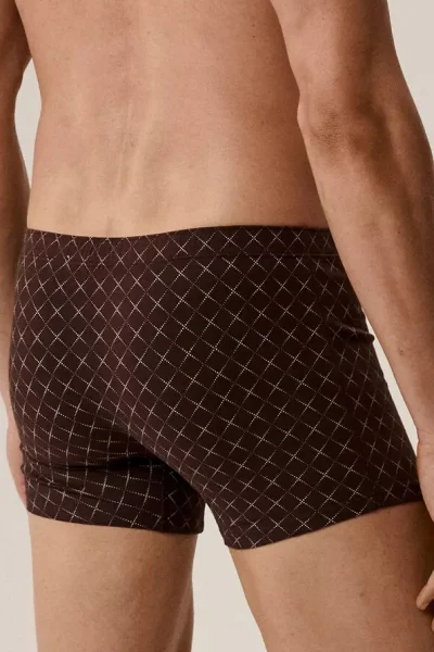 3 PACK boxerky 3MH-216 - bavlna - Hnědo-modrá