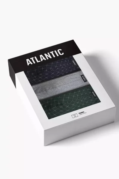 3 PACK boxerky 3MH-216 - bavlna - Tmavě modrá-šedá