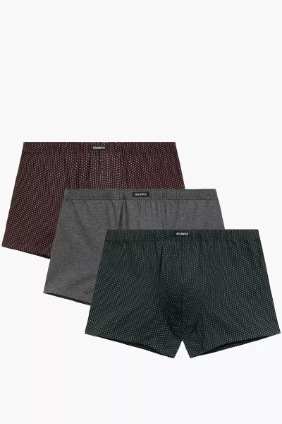 3 PACK boxerky 3MH-218 - bavlna - Červeno-zelená