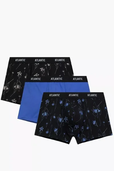 3 PACK boxerky 3MH-229 - Černo-modrá