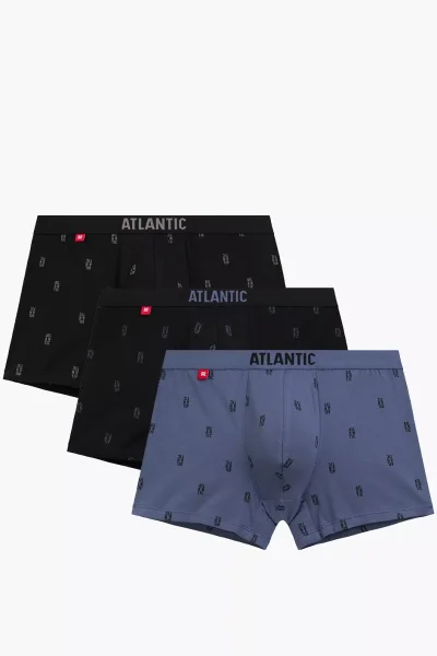 3 PACK boxerky 3MH-227 - Černo-modrá