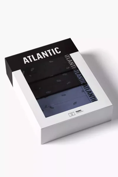 3 PACK boxerky 3MH-227 - Černo-modrá