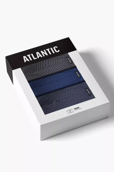 3 PACK boxerky 3MH-232 - Tmavěmodrá-modrá