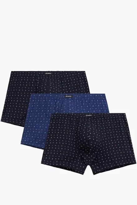 3 PACK boxerky 3MH-233 - lodičky - Tmavěmodrá-modrá