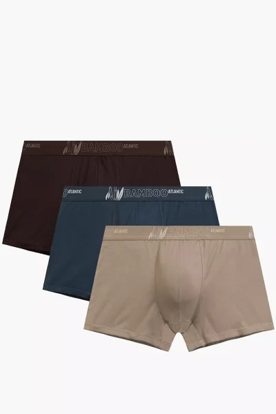 3 PACK boxerky 3MH-231 - bambus - Vínově-červená