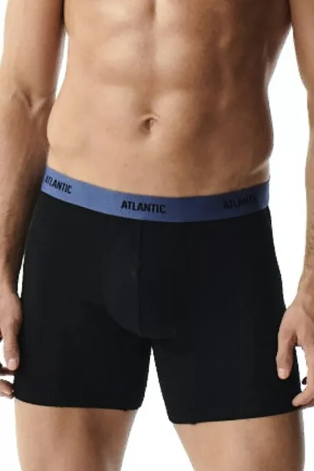 3 PACK boxerky 3MH-0177 - prodloužená nohavička - Černo-modrá
