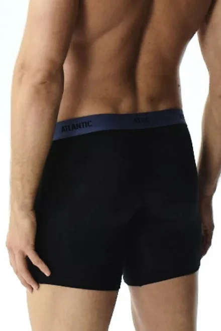 3 PACK boxerky 3MH-0177 - prodloužená nohavička - Černo-modrá