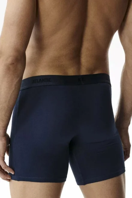 3 PACK boxerky 3MH-0177 - prodloužená nohavička - Hnědo-modrá