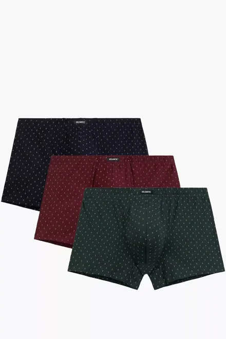 3 PACK boxerky 3MH-243 - bavlna - Vínově-červená