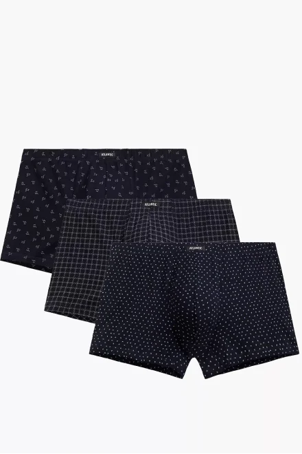 3 PACK boxerky 3MH-242 - bavlna - Tmavě modrá