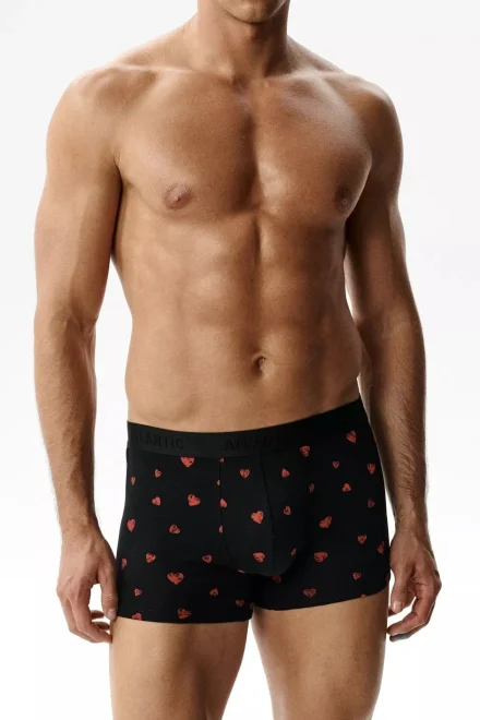 2 PACK boxerky 2GMH-032 - srdíčka - Černo-červená