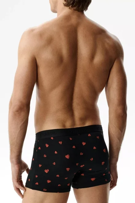 2 PACK boxerky 2GMH-032 - srdíčka - Černo-červená