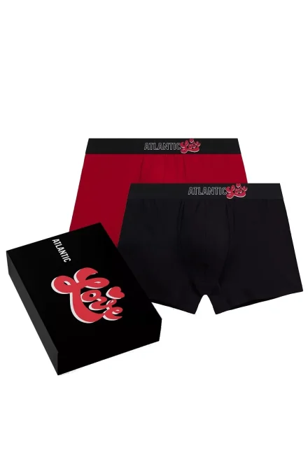 2 PACK boxerky 2GMH-033 - bavlna - Červeno-černá