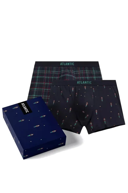 2 PACK boxerky 2GMH-034 - vánoční motiv - Tmavě modrá