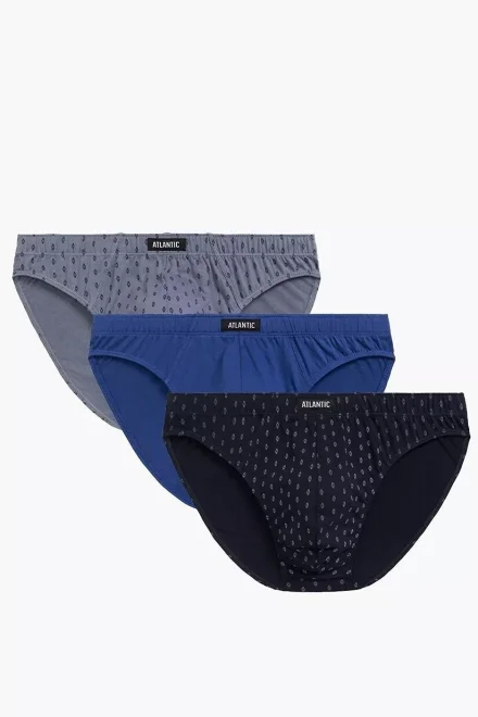 3 PACK slipy 3MP-177 - hodinky - Tmavě modrá-šedá