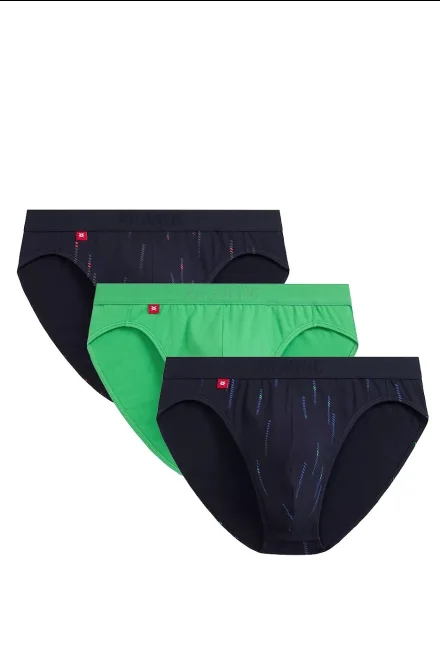 3 PACK slipy 3MP-193 - Zeleno-tmavěmodrá