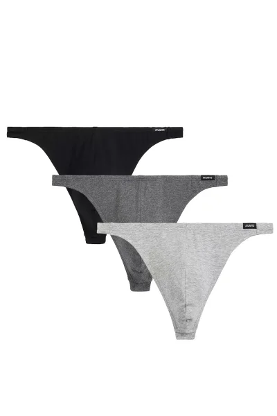 3 PACK tanga 3BMP-253 - Černo-šedá