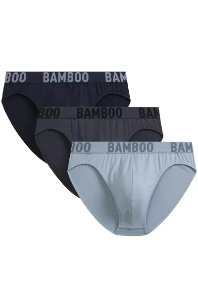 3 PACK slipy 3MP-199 - bambus - Tmavěmodrá-modrá