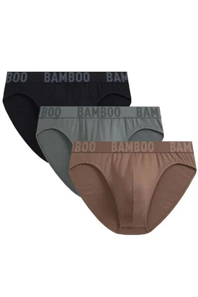 3 PACK slipy 3MP-199 - bambus - Khaki