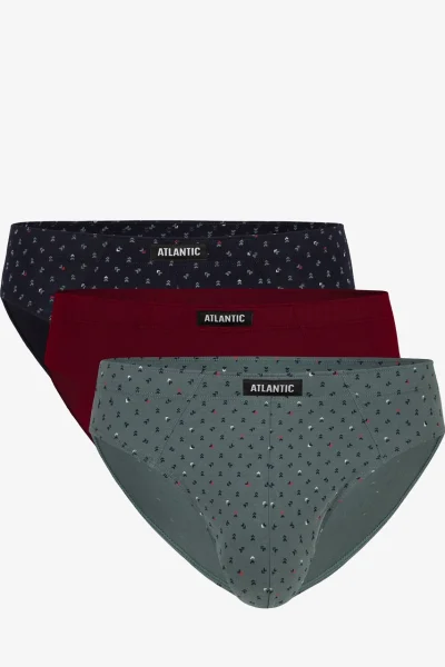 3PACK slipy 3MP-100 - Tmavě modrá-červená