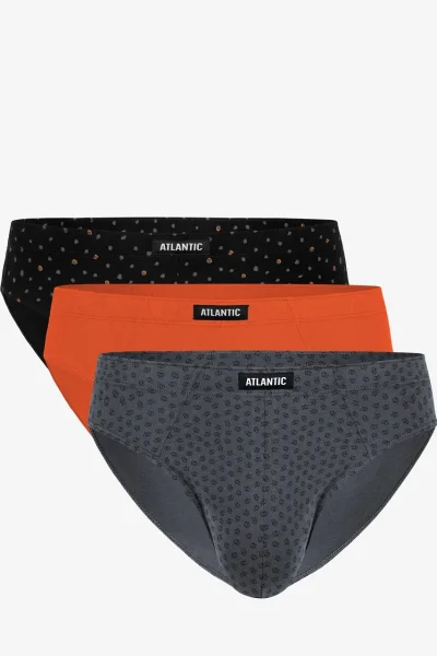 3PACK slipy 3MP-100 - Oranžovo-černá