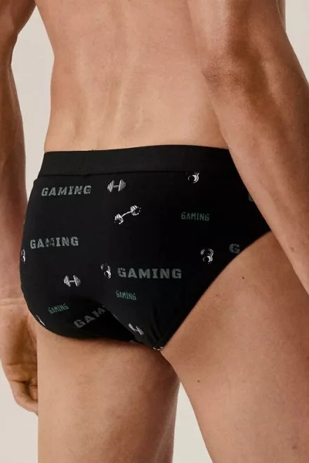 3PACK slipy 3MP-206/25 - gaming - Černo-barevná