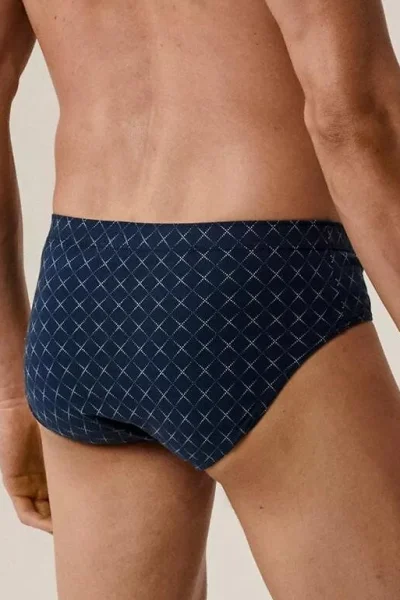 3 PACK slipy 3MP-205 - bavlna - Hnědo-modrá