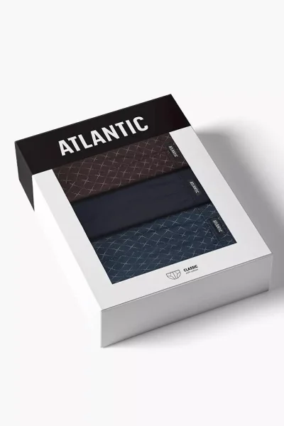 3 PACK slipy 3MP-205 - bavlna - Hnědo-modrá