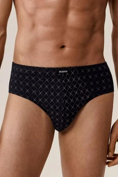 3 PACK slipy 3MP-205 - bavlna - Tmavě modrá-šedá