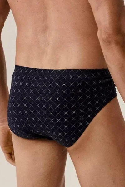 3 PACK slipy 3MP-205 - bavlna - Tmavě modrá-šedá