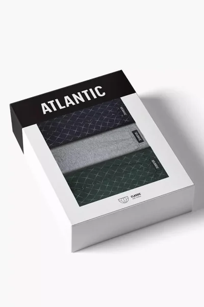 3 PACK slipy 3MP-205 - bavlna - Tmavě modrá-šedá