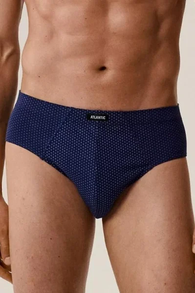 3 PACK slipy 3MP-202 - bavlna - Tmavěmodrá-modrá