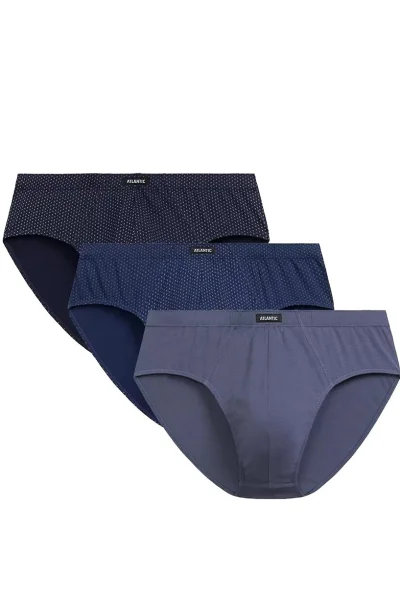 3 PACK slipy 3MP-202 - bavlna - Tmavěmodrá-modrá