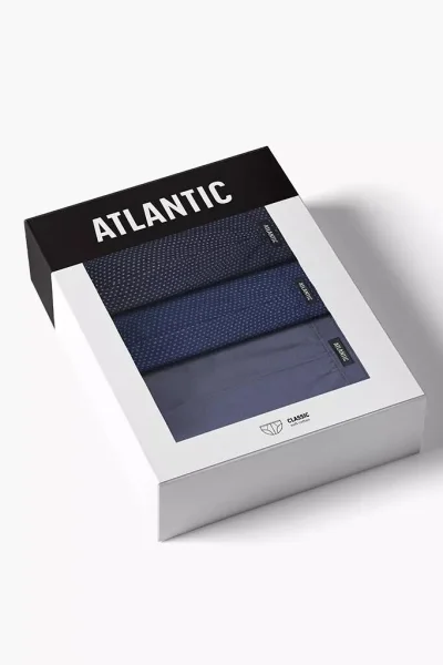 3 PACK slipy 3MP-202 - bavlna - Tmavěmodrá-modrá