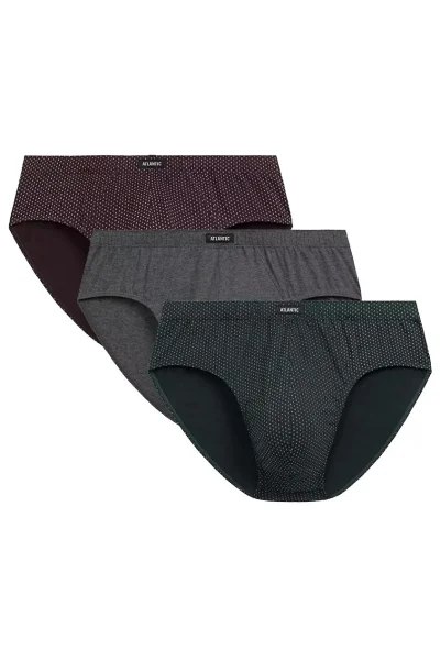 3 PACK slipy 3MP-202 - bavlna - Šedo-červená