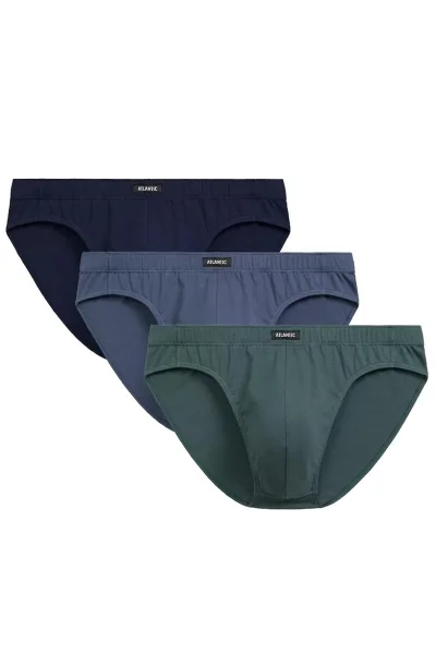 3 PACK slipy 3MP-132 - bavlna - Tmavěmodrá-modrá