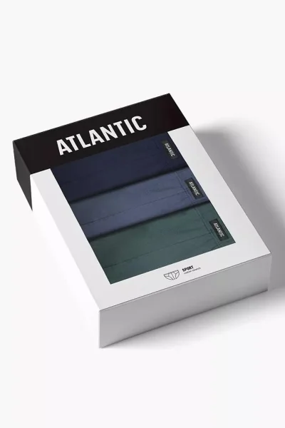 3 PACK slipy 3MP-132 - bavlna - Tmavěmodrá-modrá