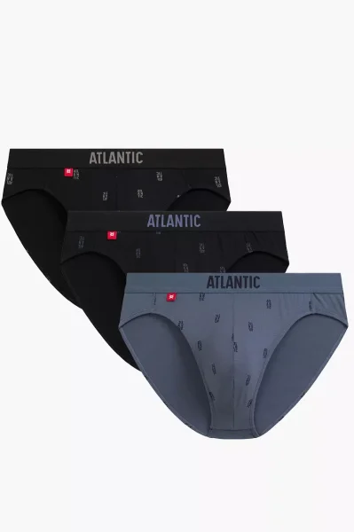 3 PACK slipy 3MP-210 - Černo-modrá